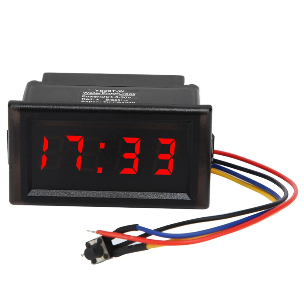 DC4.5-30V Waterproof Dustproof Car Auto Electronic Clock LED Digital Display (Red)