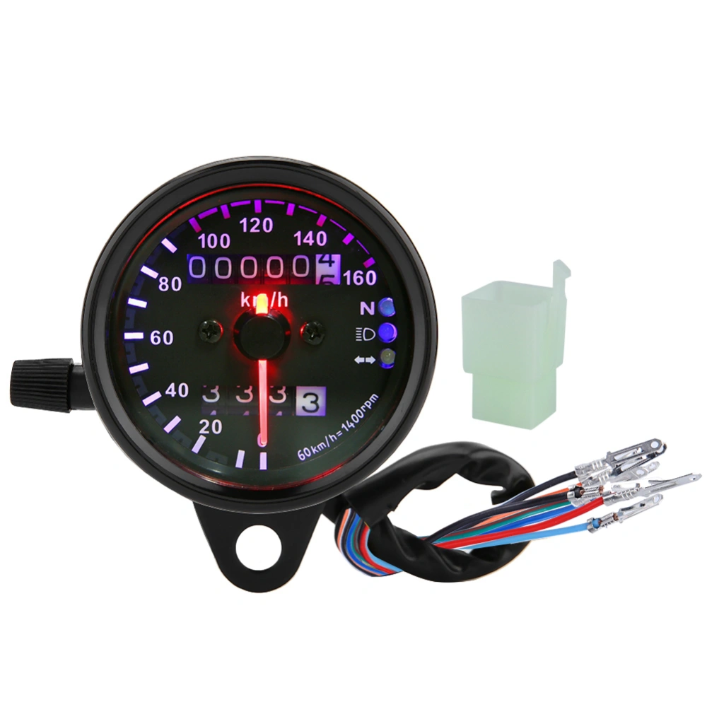 DC 12V Universal Motorcycle LED Backlight Dual Odometer Speedometer Gauges Meter