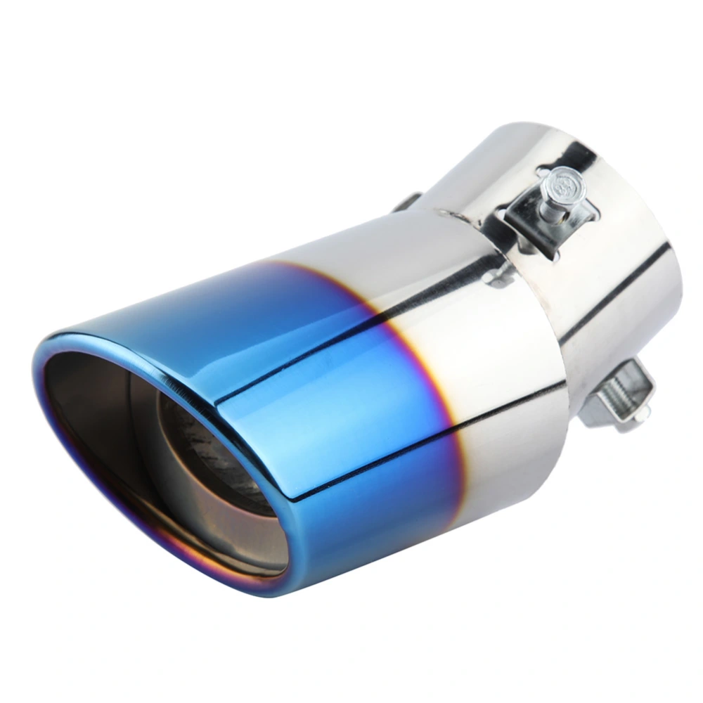 Chrome Blue Stainless Steel Universal Car Curved Exhaust Pipe Rear Muffler Tip Tail Throat