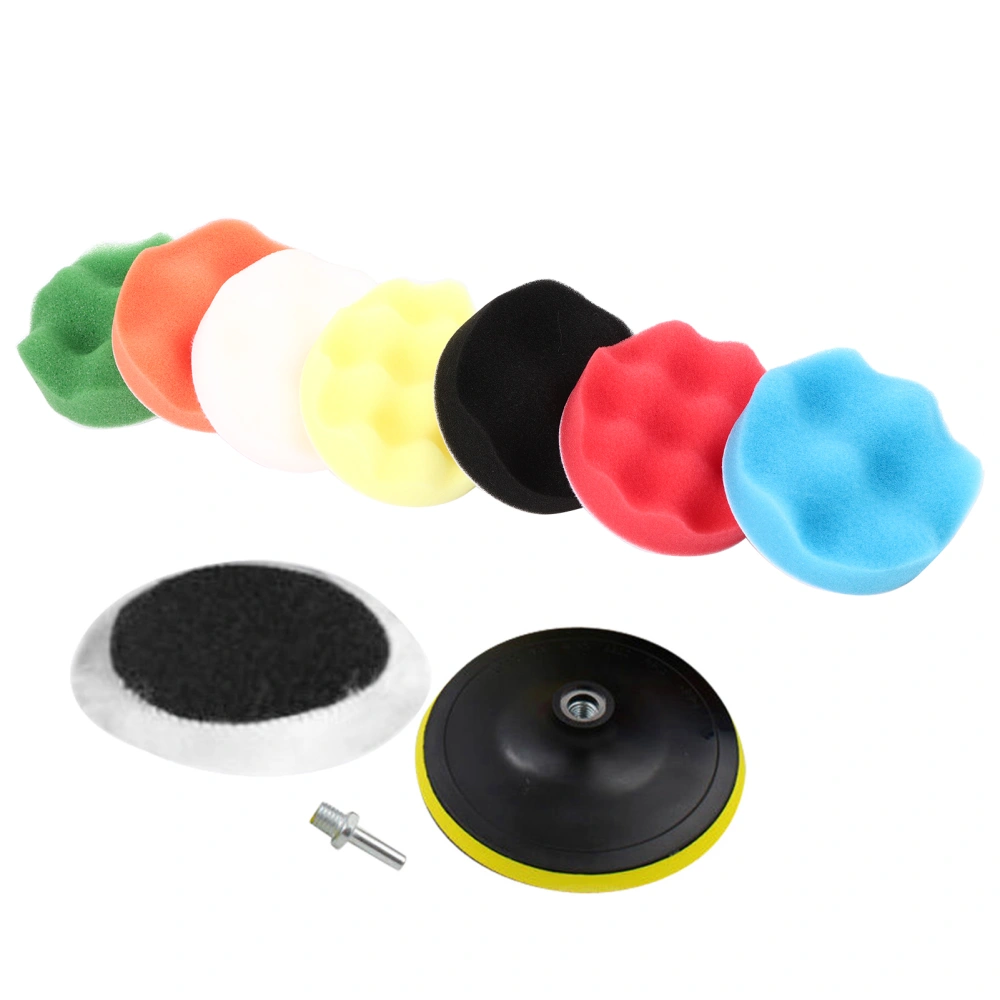 BuyWeek 10 Pcs Sponge Polishing Buffing Waxing Pad Kit For Car Polisher Buffer With Drill Adapter 3''