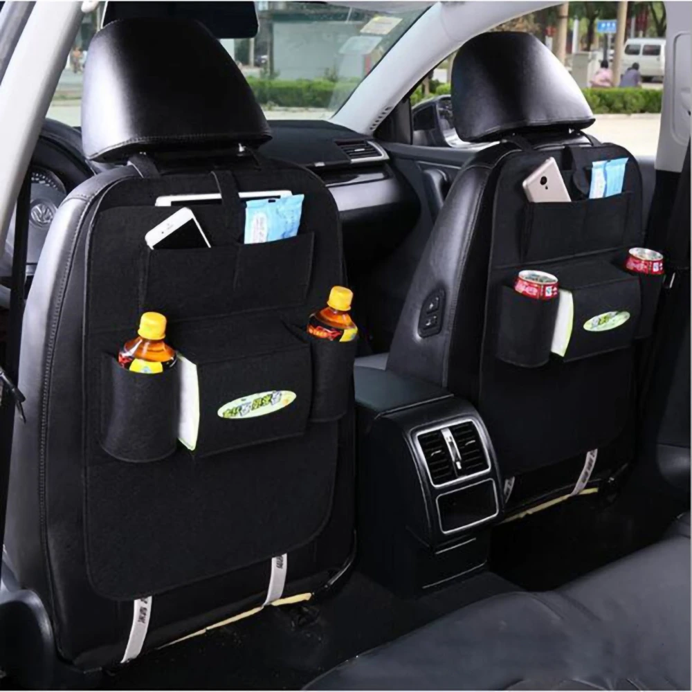 BuyWeek Car Backseat Bag Dirt Resistant Kick Proof Easy Cleaning Convenient Practical Car Backseat Organizer Car Storage Bag Black