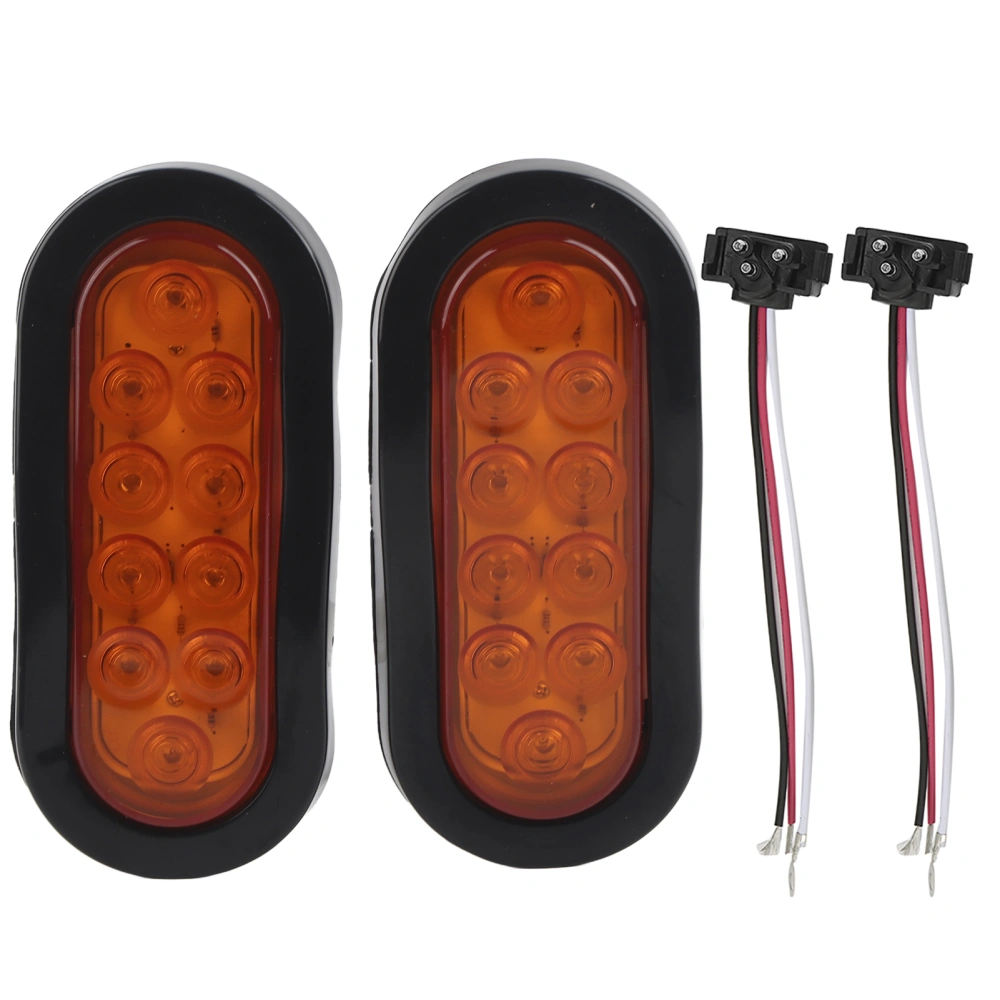 2pcs 10LED Side Marker Light 6in Oval IP67 Waterproof Tail Lamp Surface Mounted for Truck TrailerAmber