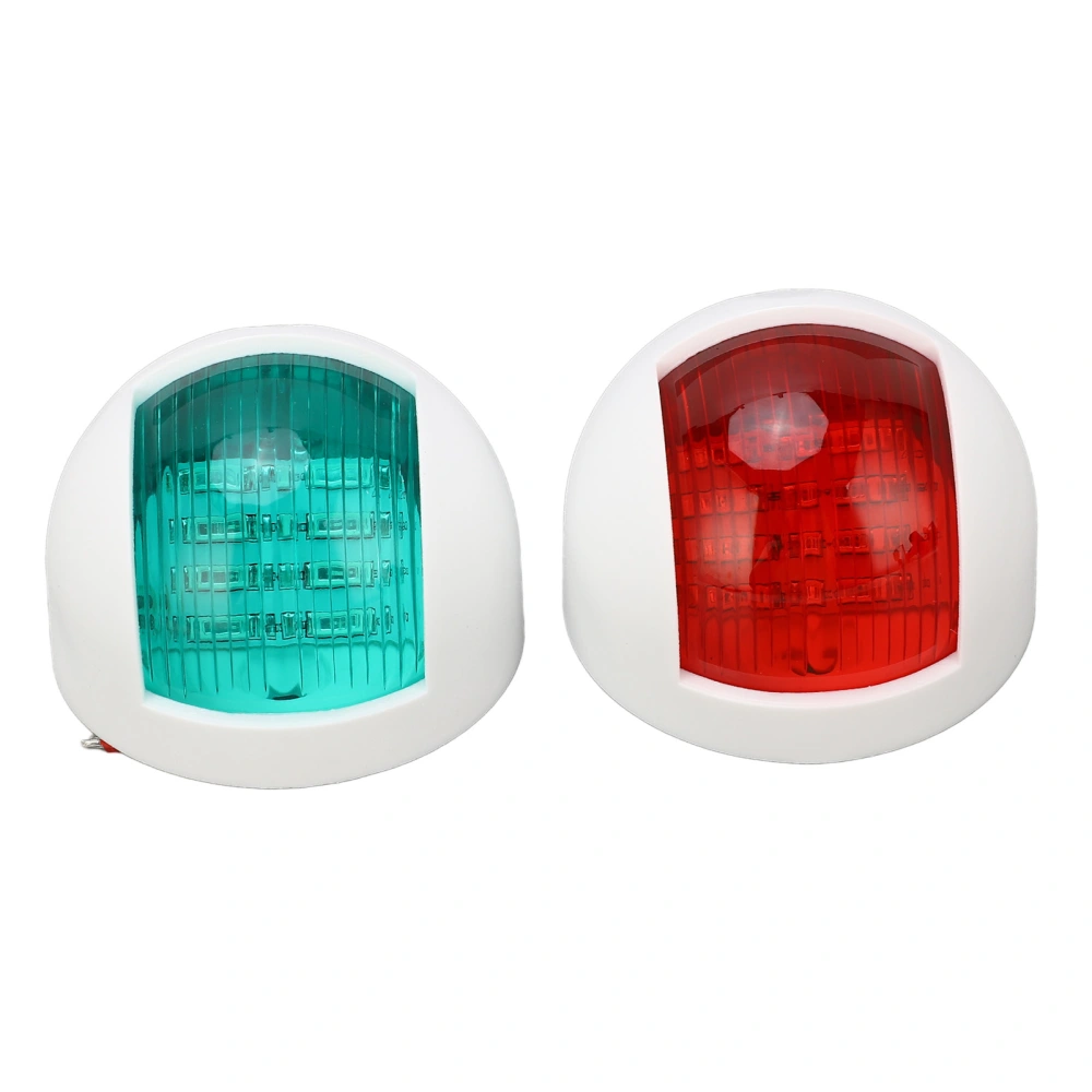 Pair of Rounded Waterproof Sidelight Signal Lamp Red + Green LED Navigation Warning Light 12V