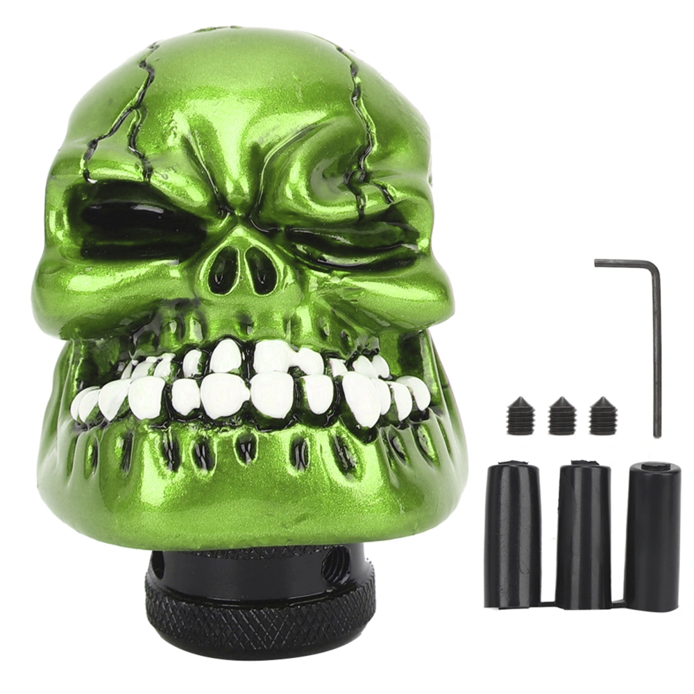 Skull Head Stick Manual Shift Knob Lever Modified Shifter Gear 8MM / 10MM / 12MM AdaptersGreen