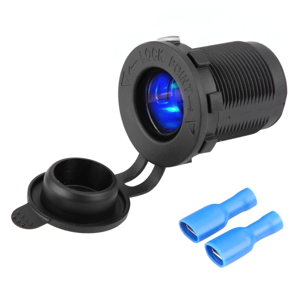 12V Cigarette Lighter Power Plug Socket Outlet with Blue LED for Car Motorcycle Boat