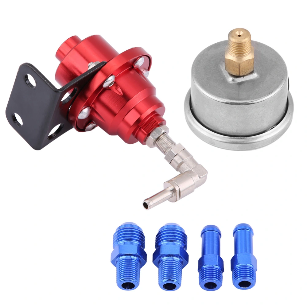 Universal Aluminum Car 160psi Adjustable 1: 1 Fuel Pressure Regulator Oil Gauge Kit (Red)