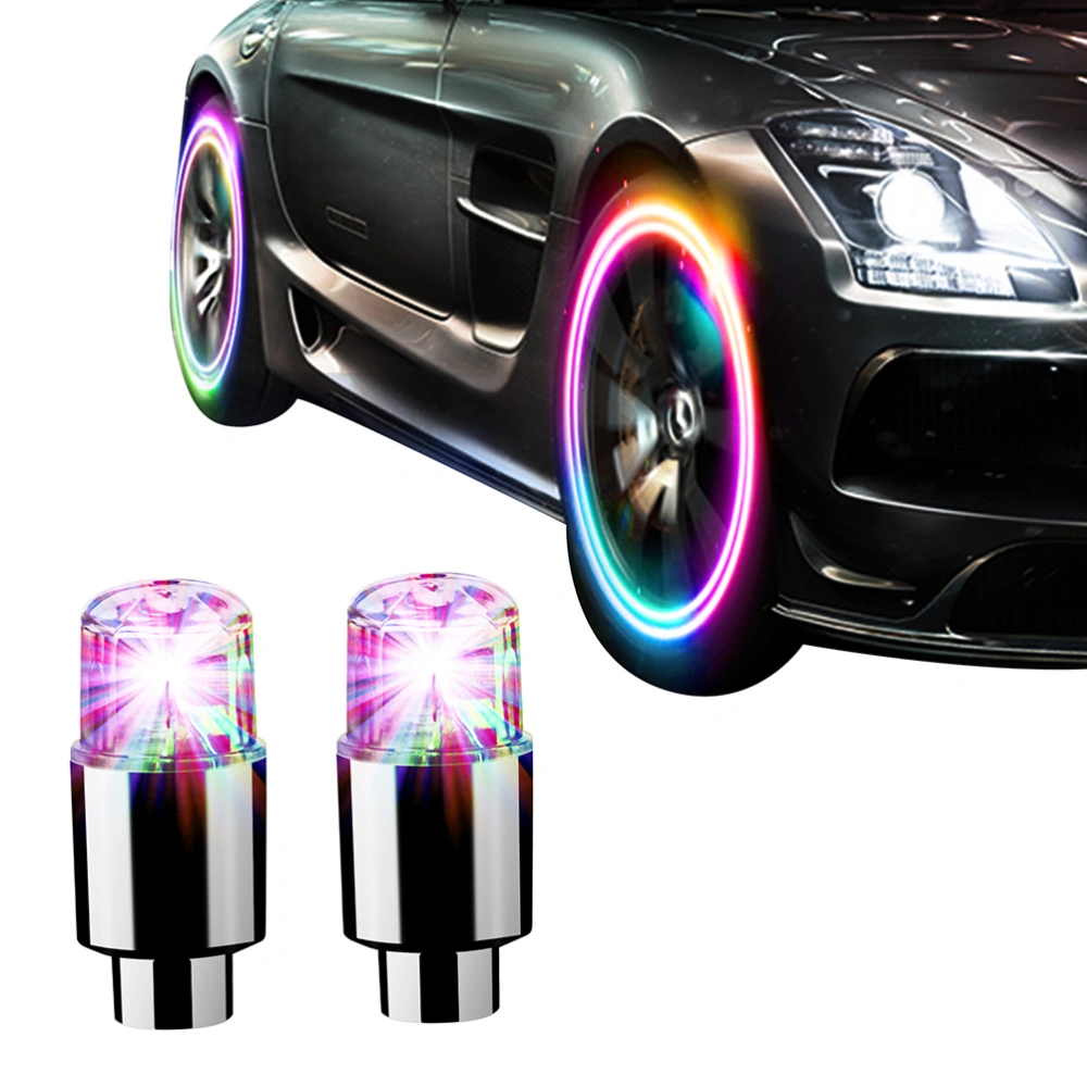 2 Pcs Wheel Lights Car Bike Wheel Tire Tyre Valve Dust Light Spoke Flash Lights for Car Truck SUV Motorcycles Bike