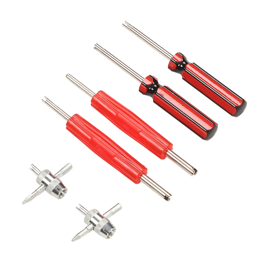 6 Pcs Tire Valve Stem Repair Tool Dual Single Head Valve Core Remover Kit for RV Car Bike Motorcycle