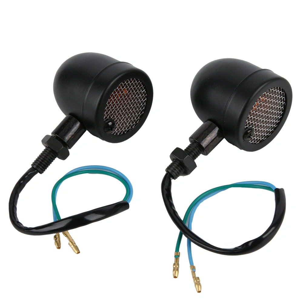 2pcs Motorcycle LED Turn Signal Lamp 12V Vintage Yellow Light Black Shell Modification Universal