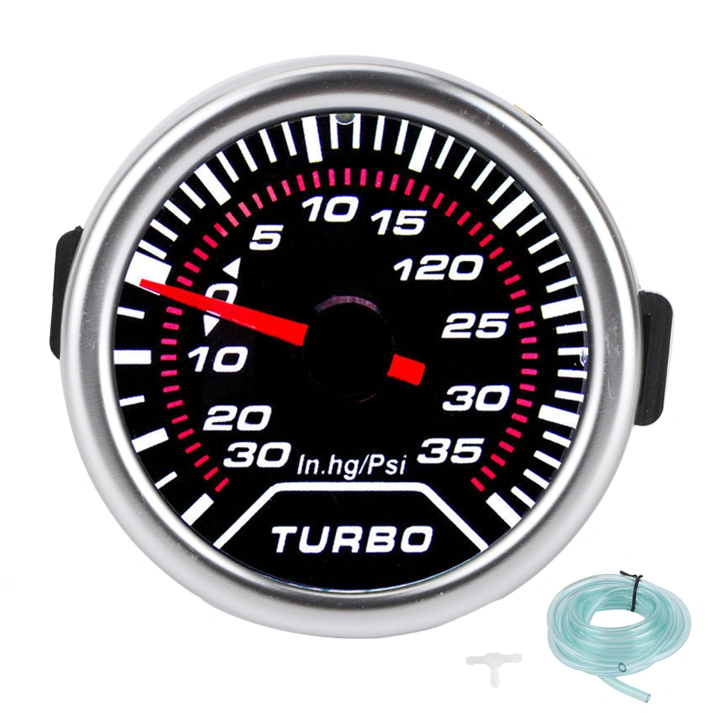 Universal Turbo Boost Gauge Vacuum Pressure Meter 35PSI Smoke Tint Lens LED Dial 52mm