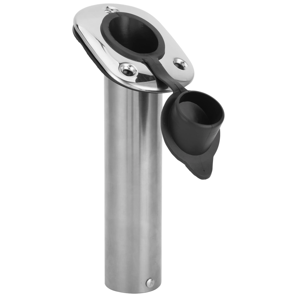 Stainless Steel Flush Mount Rod Holder 30 Degree with PVC Liner and Cap for Boat Yacht