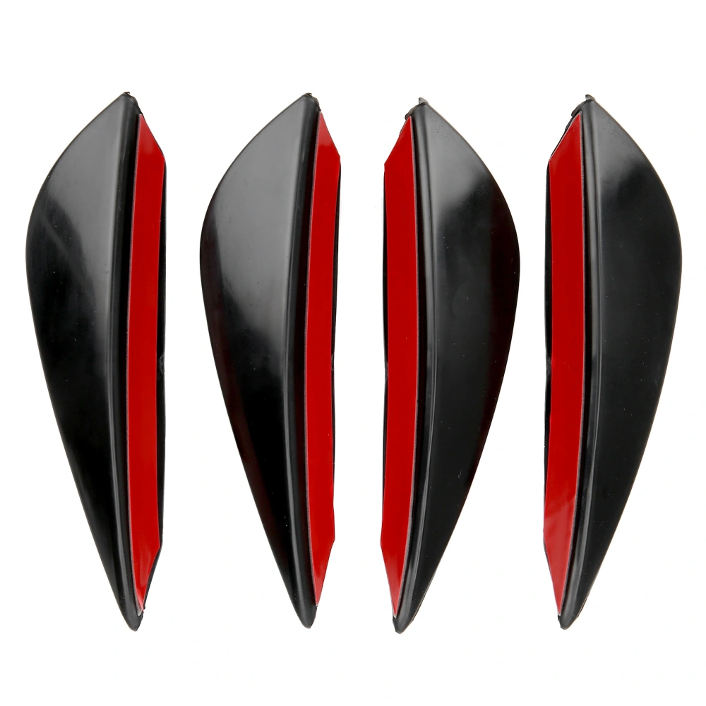 4pcs Front Bumper Air Knife Spoiler Modification Universal Diffuser PVC Paste TypeGlossy Black