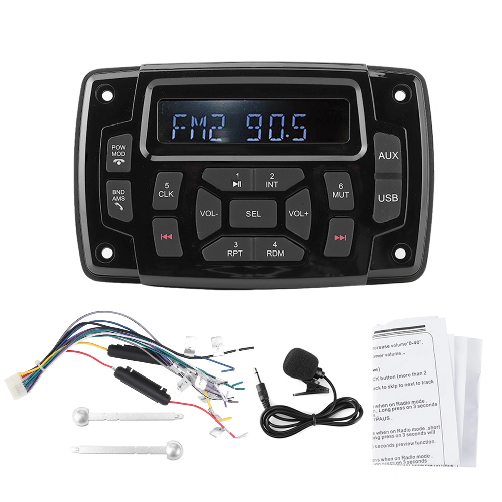 12V MP3 Player Bluetooth FM AM Stereo Receiver IP66 Waterproof Accessory for Marine Boat