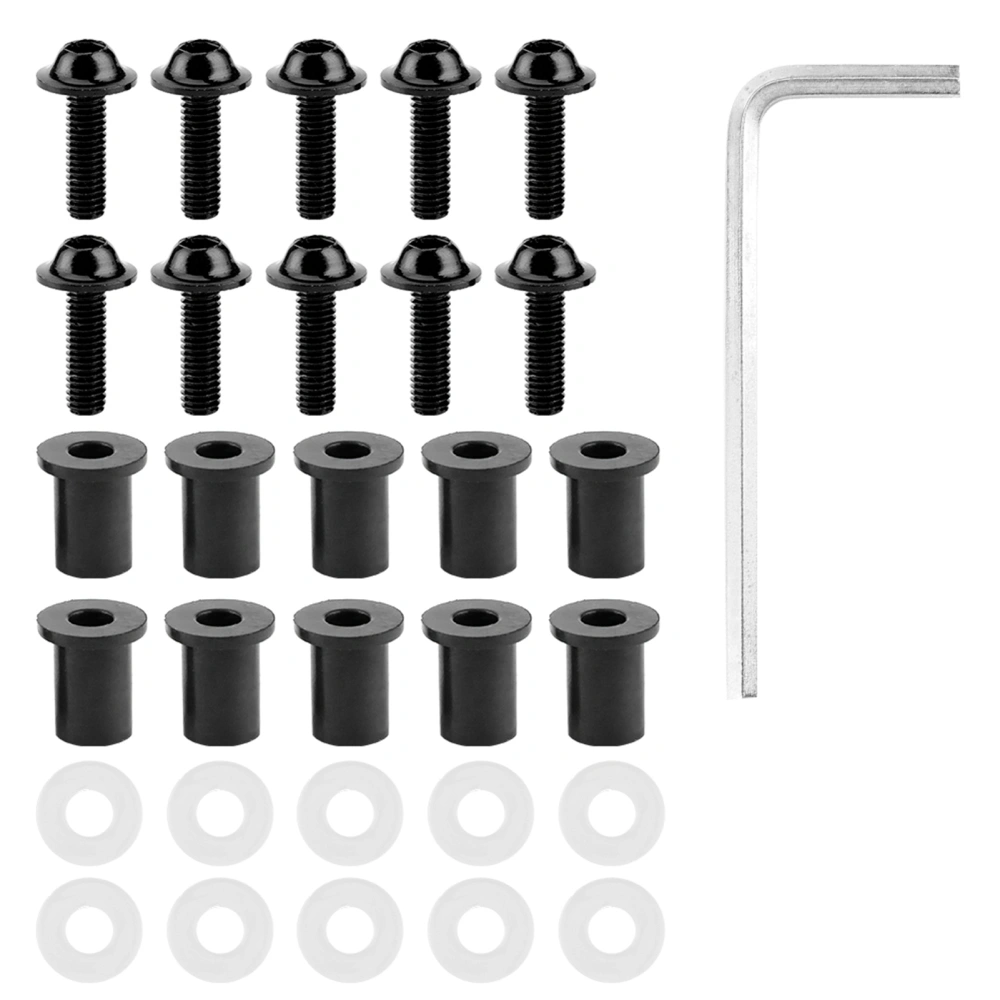 10pcs Motorcycle Windshield Bolts Nut Washers Universal Motorbike Fairing Mounting KitBlack