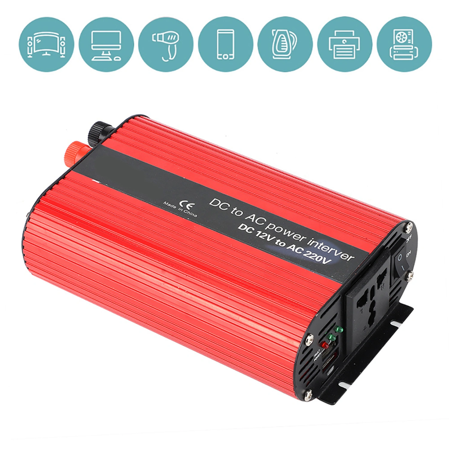 700W Portable Power Inverter DC 12V to AC 220V‑240V Dual USB Charger Converter