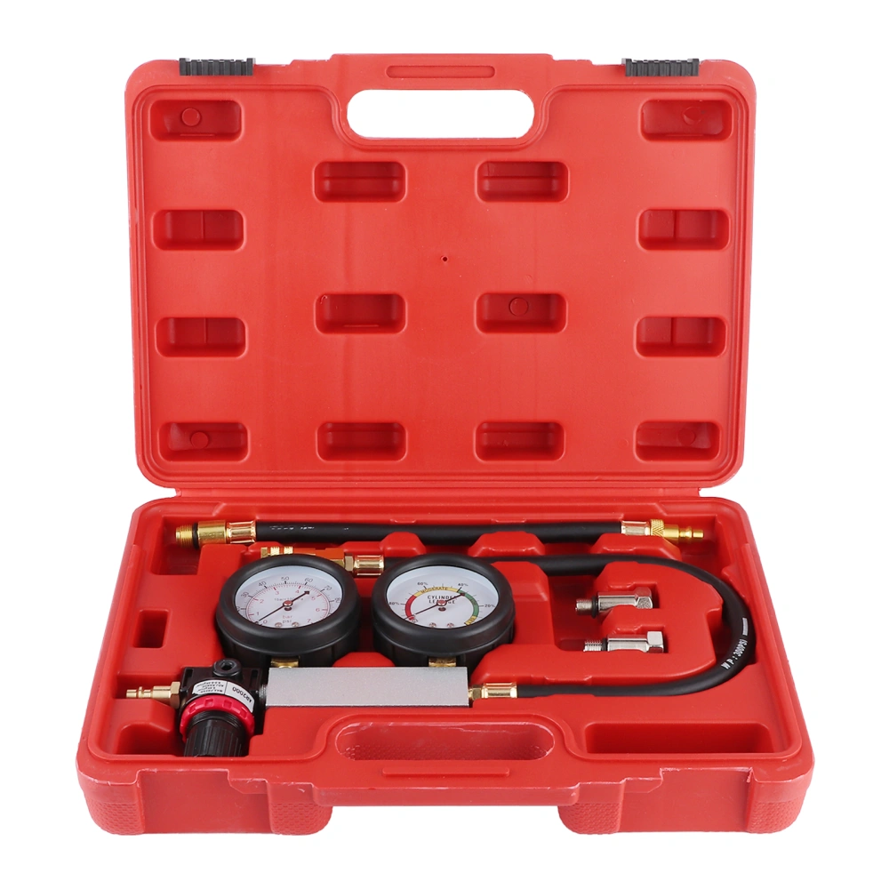 Cylinder Leak Tester Double Pressure Gauge Compression Leakage Detector Kit 0-7bar/0-100psi