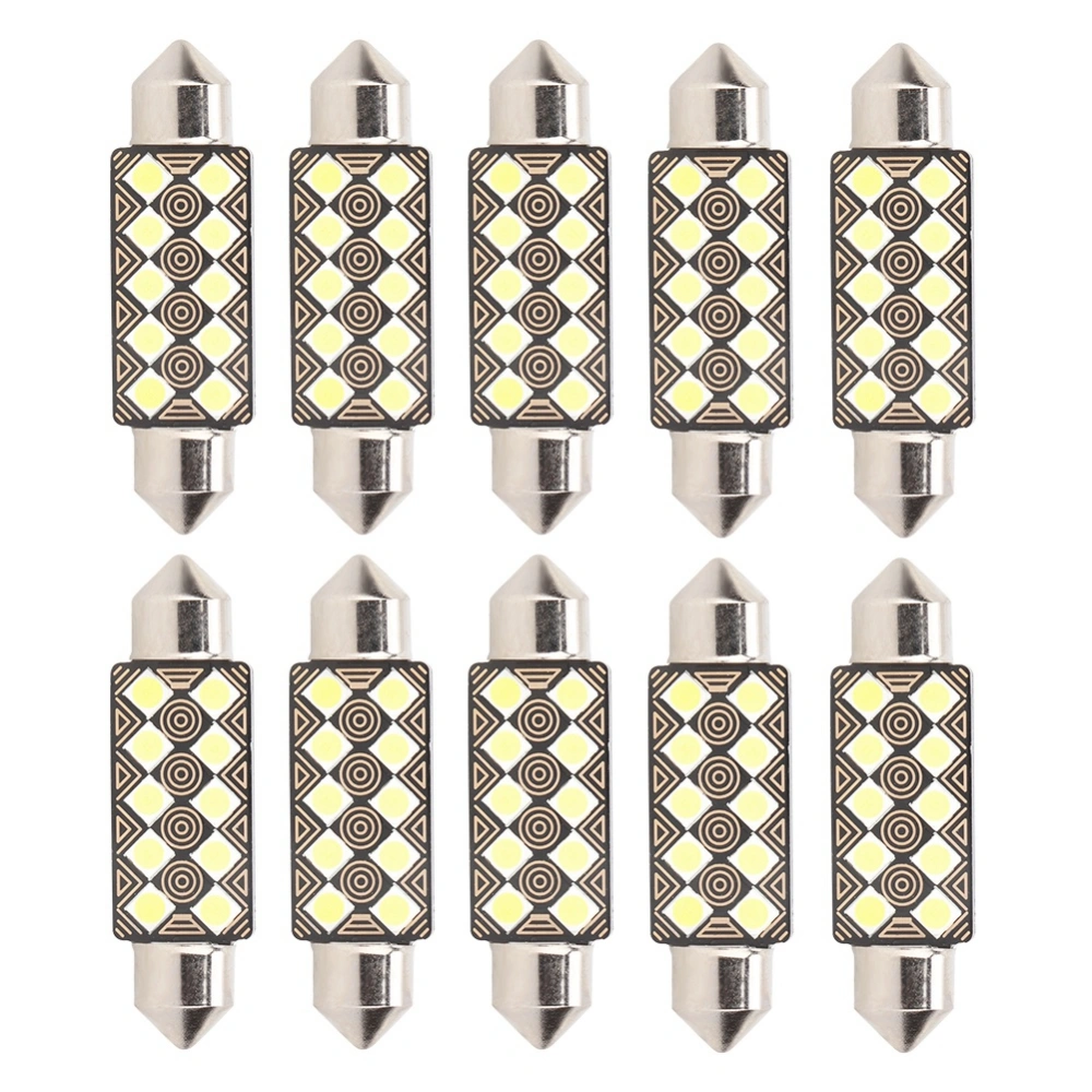 10pcs Festoon-3030 41mm 10SMD Super Bright LED Dome Lights License Plate Lamp Roof Light Bulbs