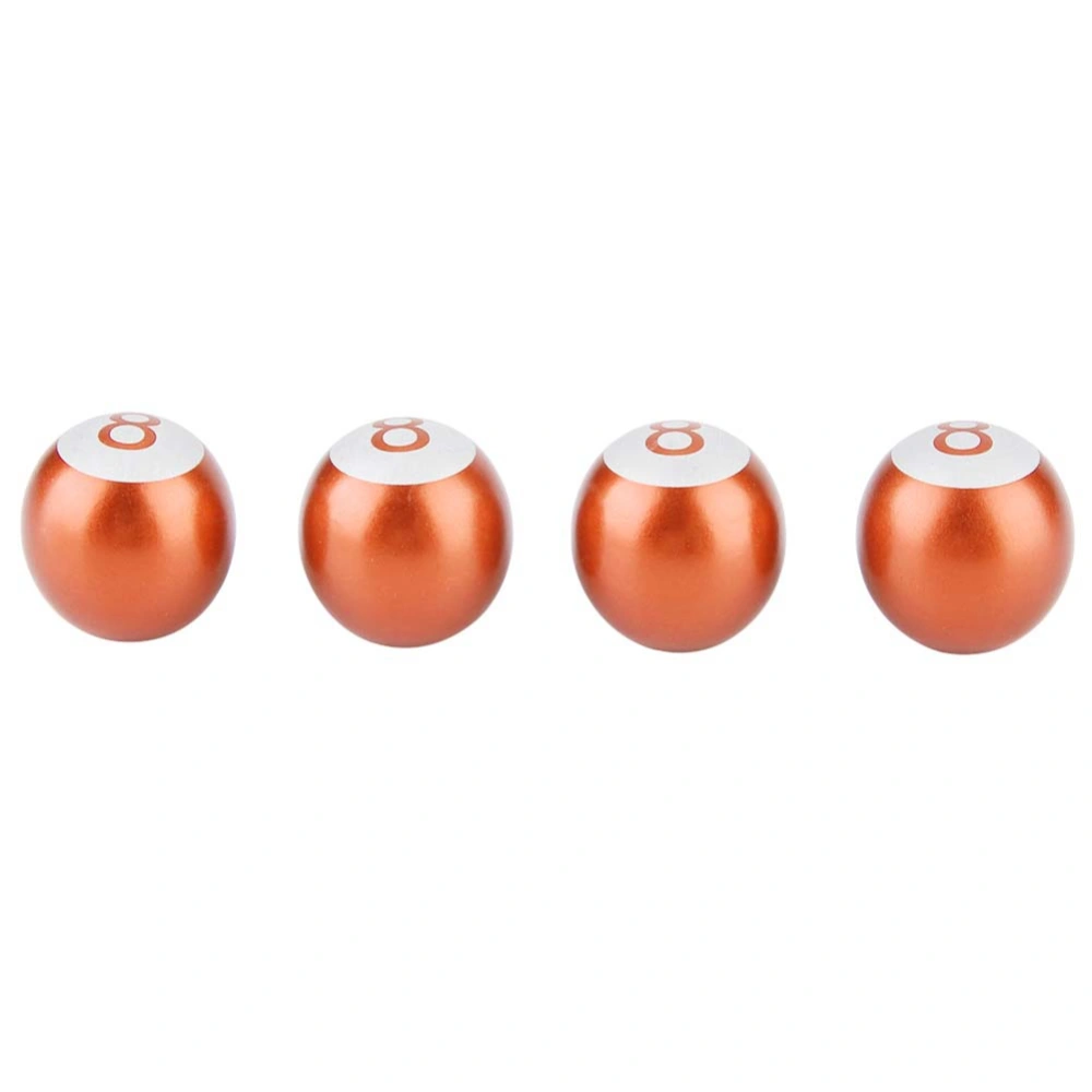 4Pcs Aluminum Motorcycle Car Truck 8-Ball Tire Air Valve Stem Caps Wheel Dust Covers Orange