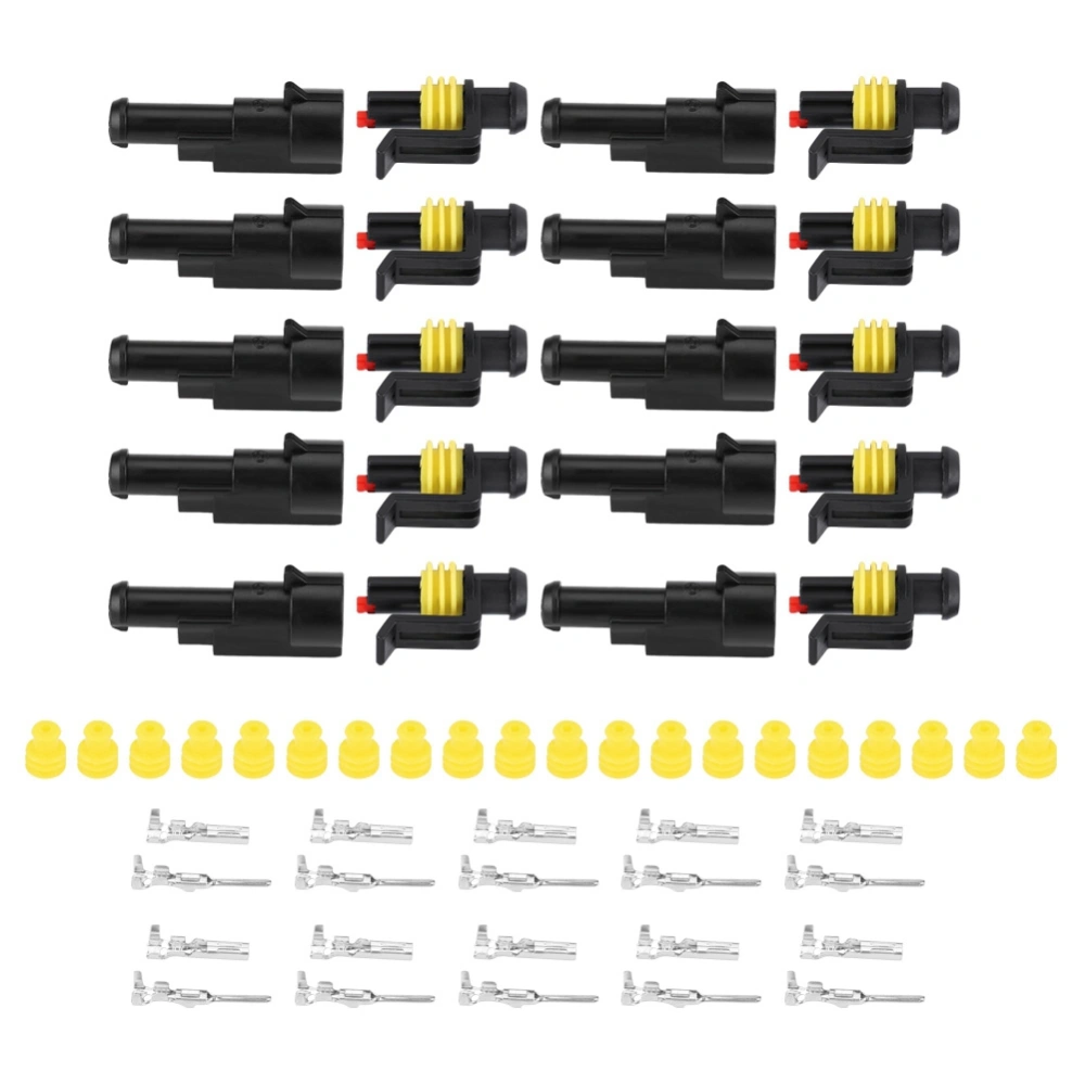 BuyWeek 10 Kit Car 1 Pin Way Sealed Auto Waterproof Electrical Connector Plug Socket Kit