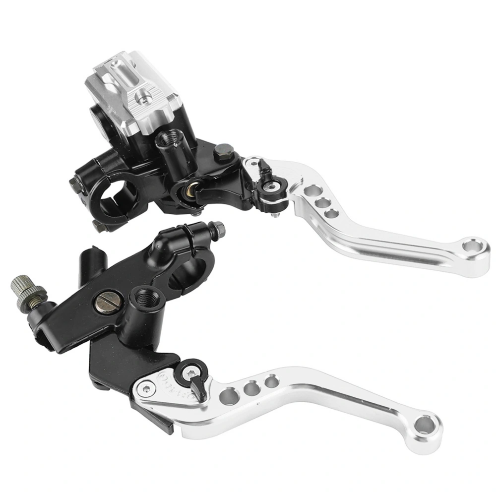 1 Pair 7/8"(22mm) Universal Motorcycle Brake Clutch Master Cylinder Reservoir Levers Silver