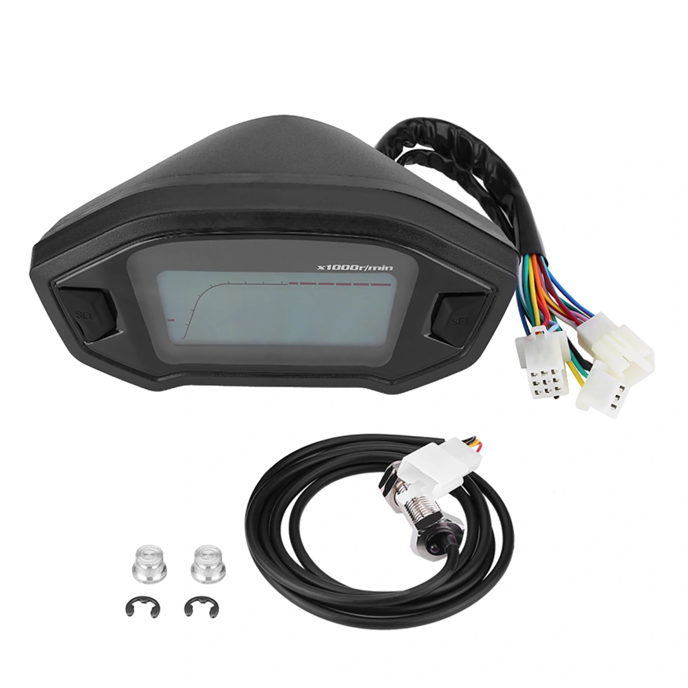 Universal Motorcycle Digital Colorful LCD Speedometer Odometer Tachometer W/ Speed Sensor