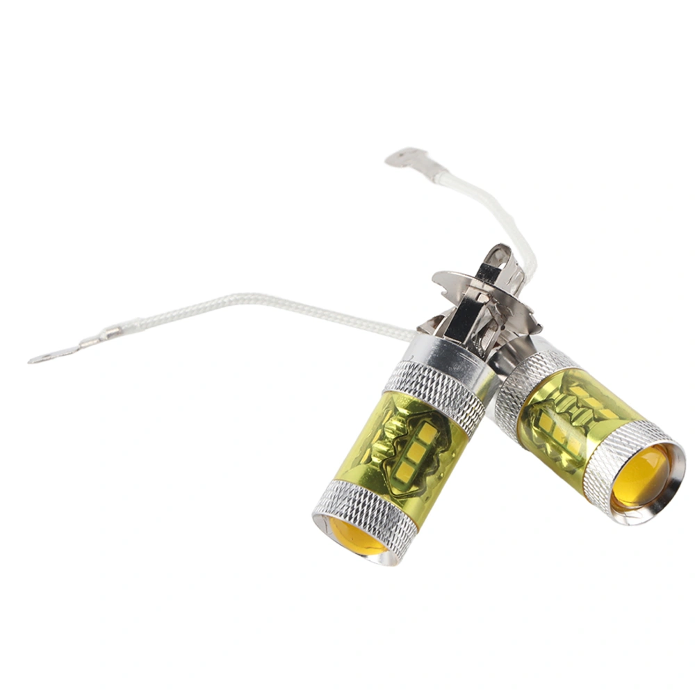 1 Pair 12-24V 80W H3 16SMD LED Yellow Car Fog Light Lamp Bulbs