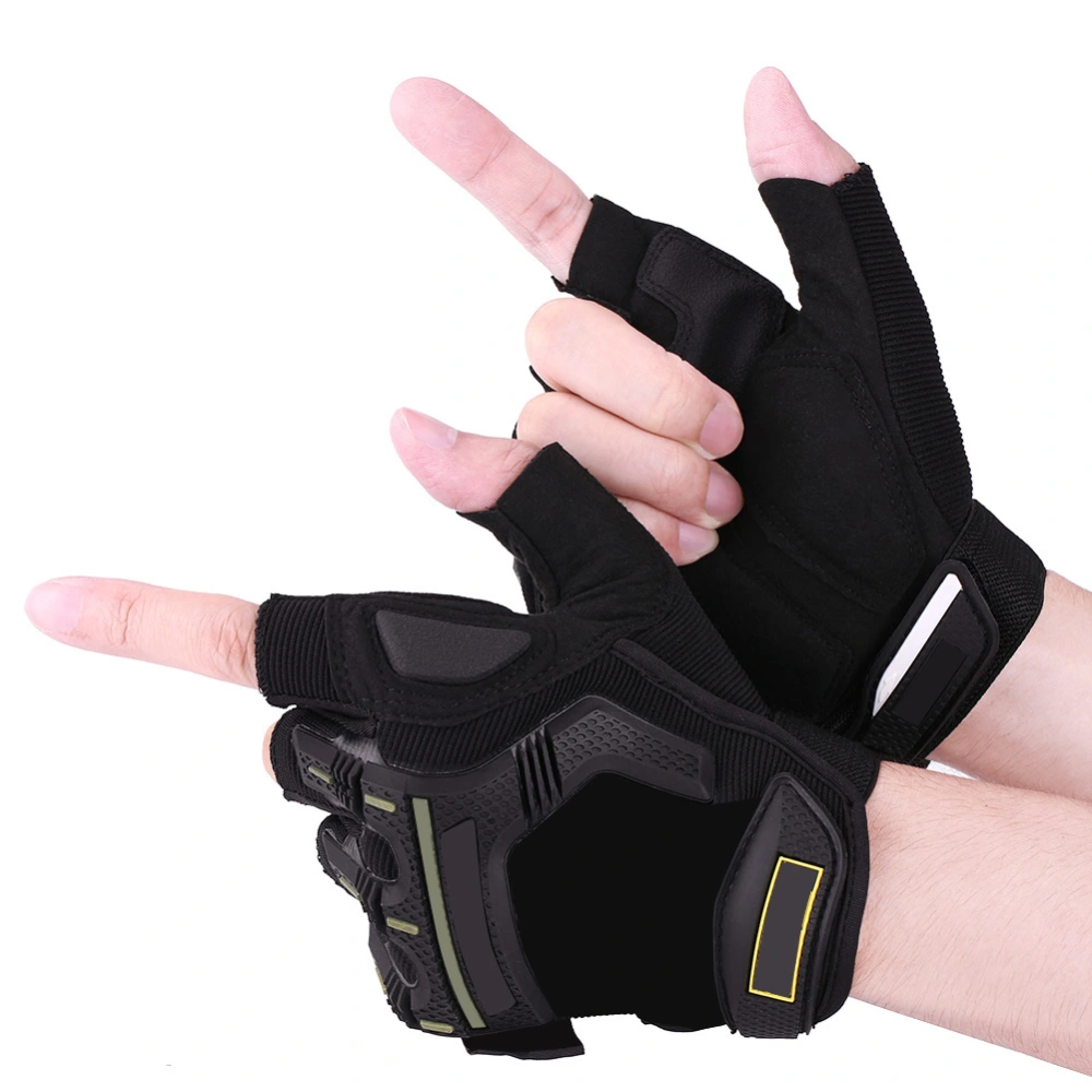 1 Pair Motorcycle Motocross Cycling Racing Riding Half Finger Protective Gloves Black L