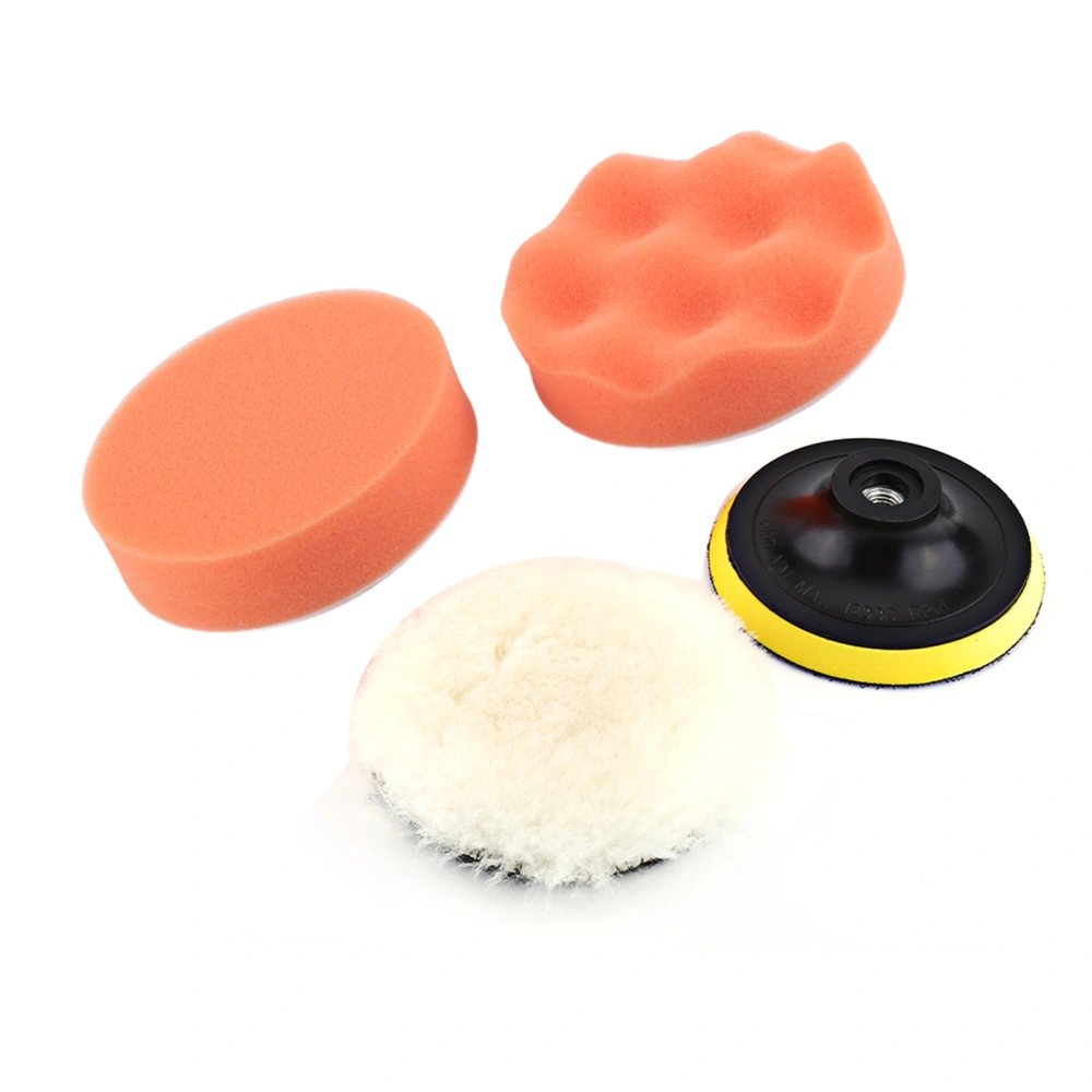 BuyWeek 5Pcs 4" Polishing Buffing Pad Kit Tool For Car Polisher Buffer With M10 Drill Adapter