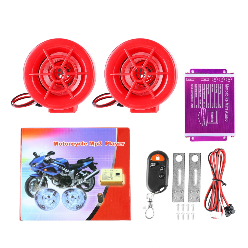 Motorcycle Alarm Speakers Anti Theft Sound Radio MP3 Player Waterproof FM Radio Usb Bluetooth Speaker Amplifier System