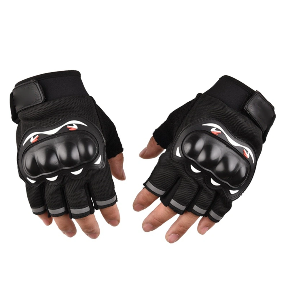 Motorcycle Gloves Touchscreen Hard Knuckle Powersports Racing Gloves for Mountaineering Cycling Aerobics Half Finger Black Glove