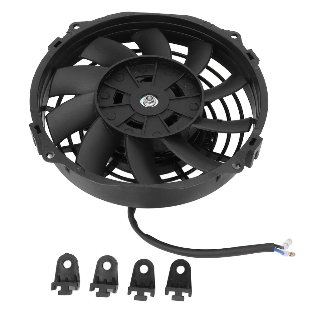 7 Inch Black Universal Electric Radiator Cooling Fan 10 Blades Slim Fan Push Pull DC 12V for Cars