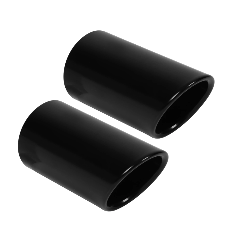 2pcs Gloss Black Exhaust Tailpipe Tip Stainless Steel Tail Throat Car Modification Replacement for A4 B8 Q5