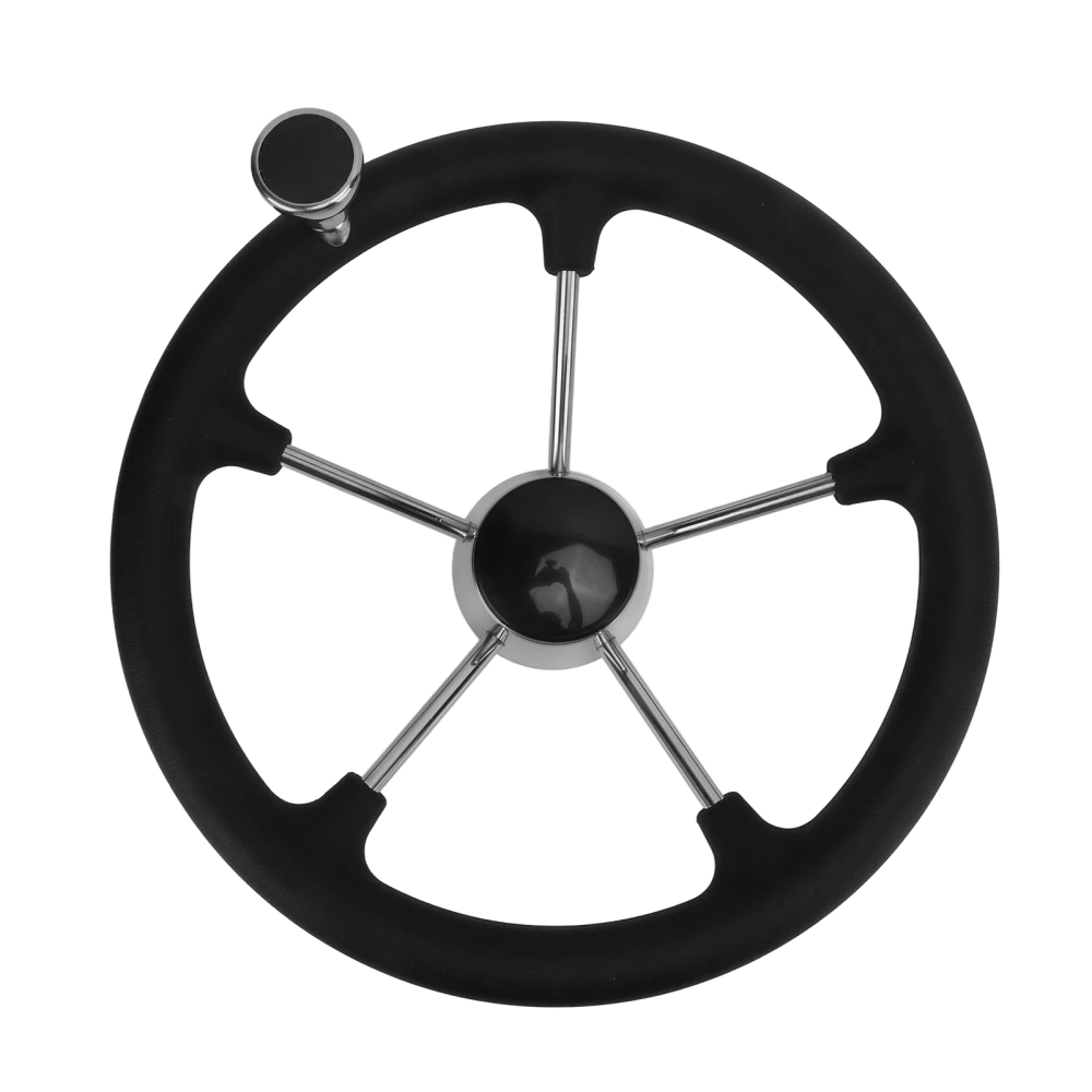 13.5in Boat Steering Wheel 5 Spokes Black Foam Grip Knob Rust Resistant for Marines Yachts