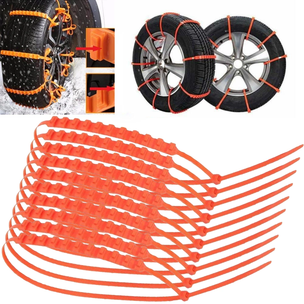 10Pcs Nylon Snow Chain Emergency Anti Skid Mud Snow Chain Survival Traction Car Tire Chains for Car Truck SUV Winter Driving