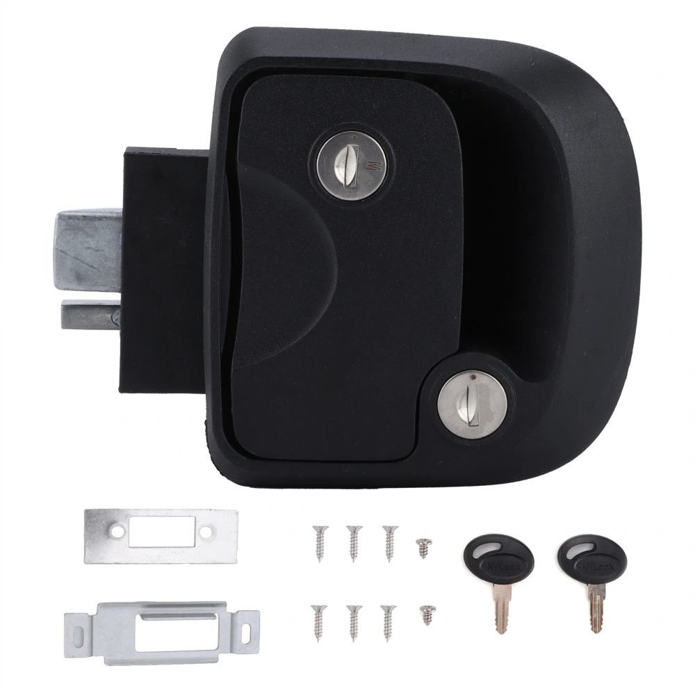 Camper Door Latch Zinc Alloy Black Powder Coating with 2 Keys for Large Vehicles