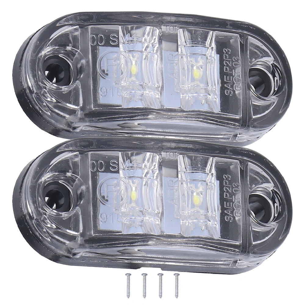 BuyWeek 10-30V 2LED Side Marker Light High Brightness Turn Signal Lamp for Cars Trucks Trailers RVsWhite