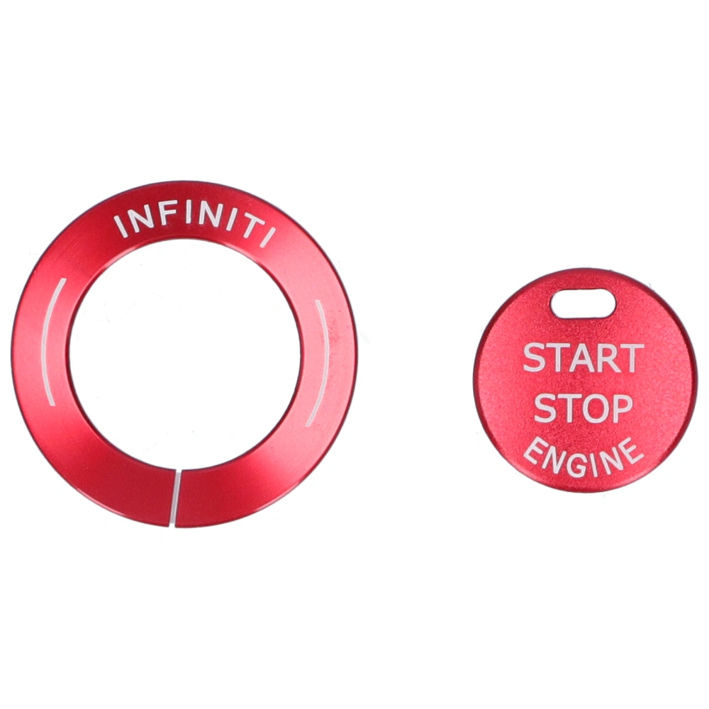 2pcs Engine Start Stop Button Trim Cover Aluminum Alloy Decor Fit for Infiniti Q50 Q50L QX60Red