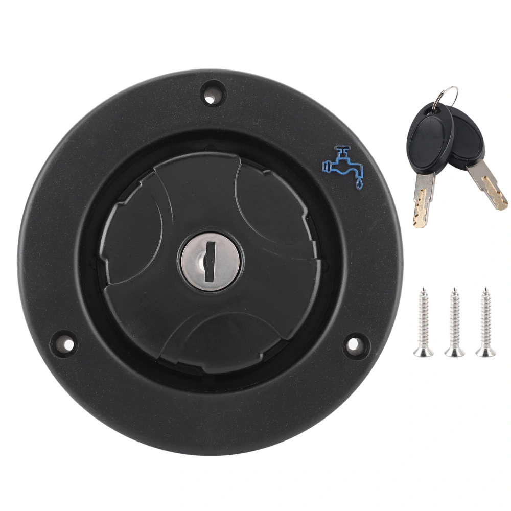 Gravity Freshwater Inlet Lockable Leakproof Water Filler Cap with 2 Keys for RV Caravan Motorhome