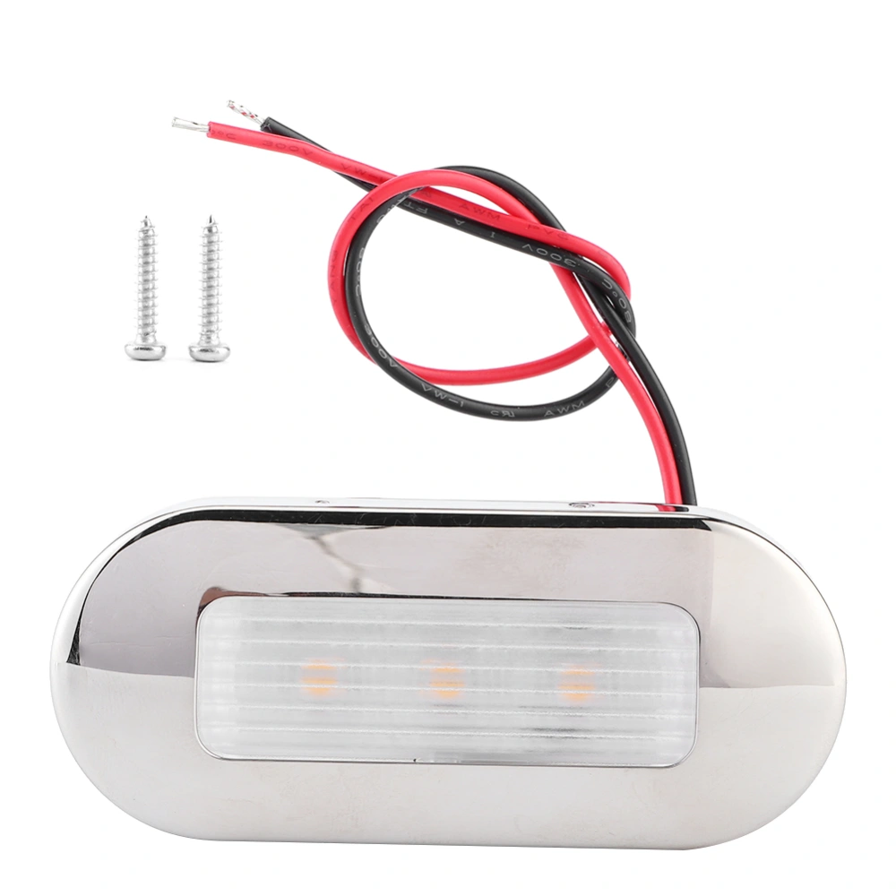 12V DC LED Walkway Courtesy Light Oval Shape 3 Lamp Beads IP67 Waterproof for Marine Boat RVWarm White