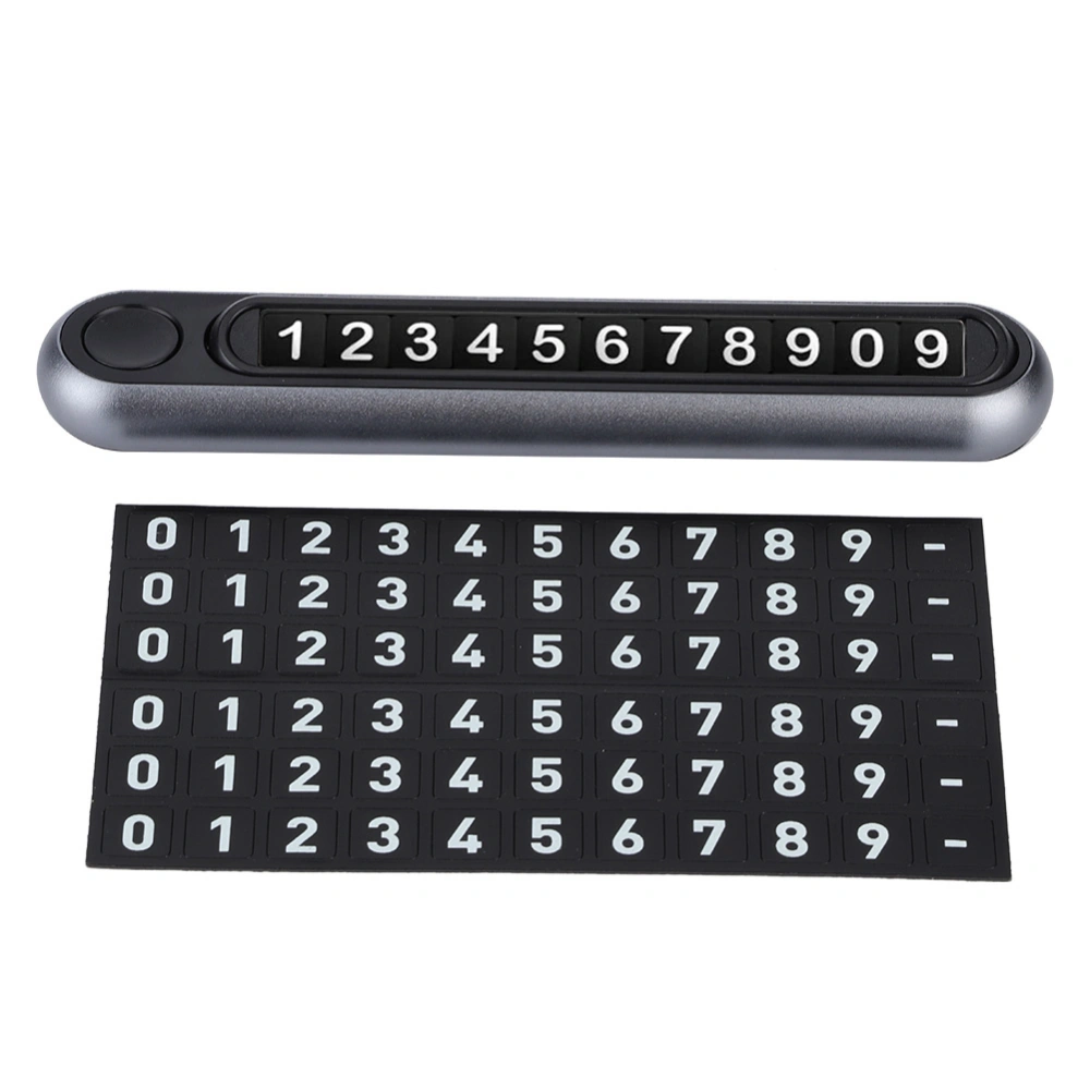 Luminous Car Temporary Parking Card Push Button Auto Metal Phone Number Plate(Gray )