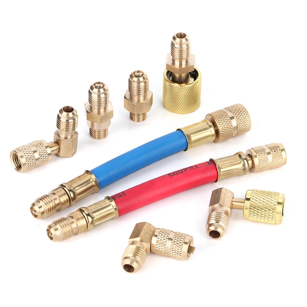 8pcs/Set Air Conditioning Refrigeration R-12A/C Connector Adapter Hoses R134A R12