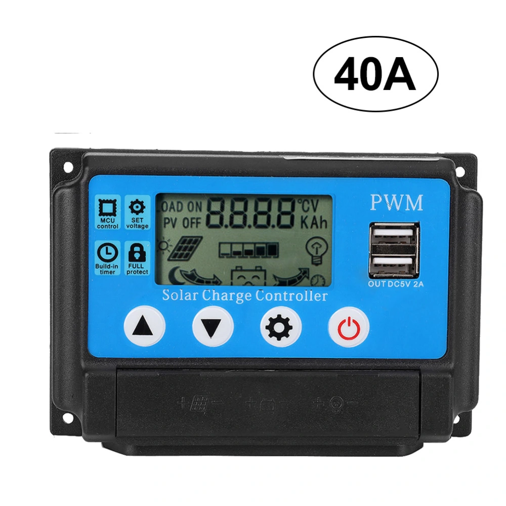 12/24V 40A Auto Solar Charge Controller Auto Work PWM with LCD Dual USB 5V Output