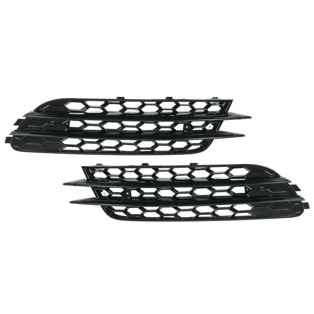 2pcs Front Fog Lamp Grille Left Right for RS6 Style Glossy Black Replacement for A6 C7 2012‑2015