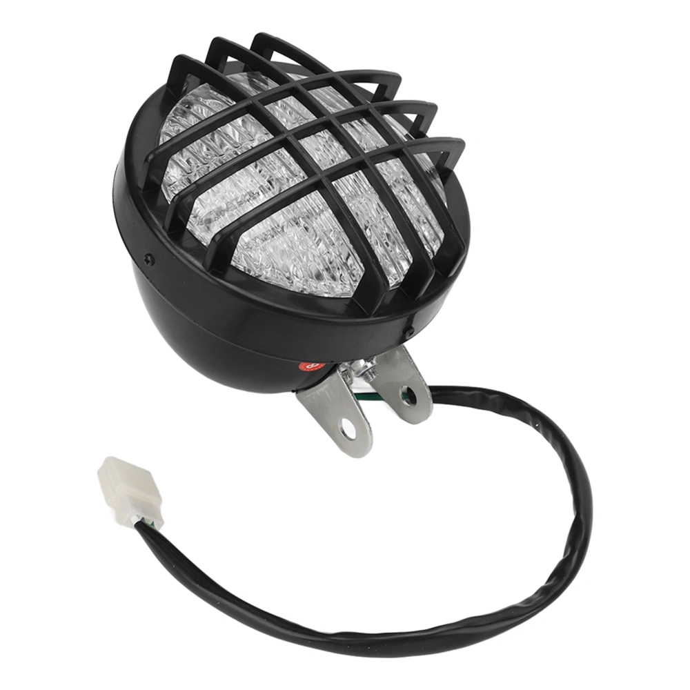 12V Motorcycle Headlight with Grill High Low Beam Super Bright Universal for Scooters Bikes