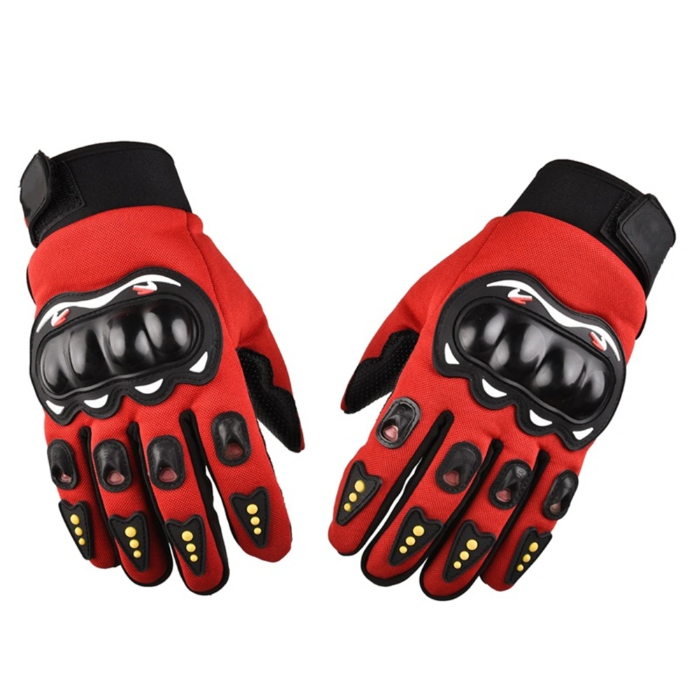 Motorcycle Gloves Touchscreen Hard Knuckle Powersports Racing Gloves for Mountaineering Cycling Aerobics Red