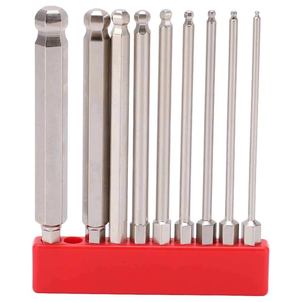 9pcs Hex Screwdriver Bit Set Rustproof S2 Steel Magnetic Ball Head Hex Bits 1/4 Inch Hex Shank100mm