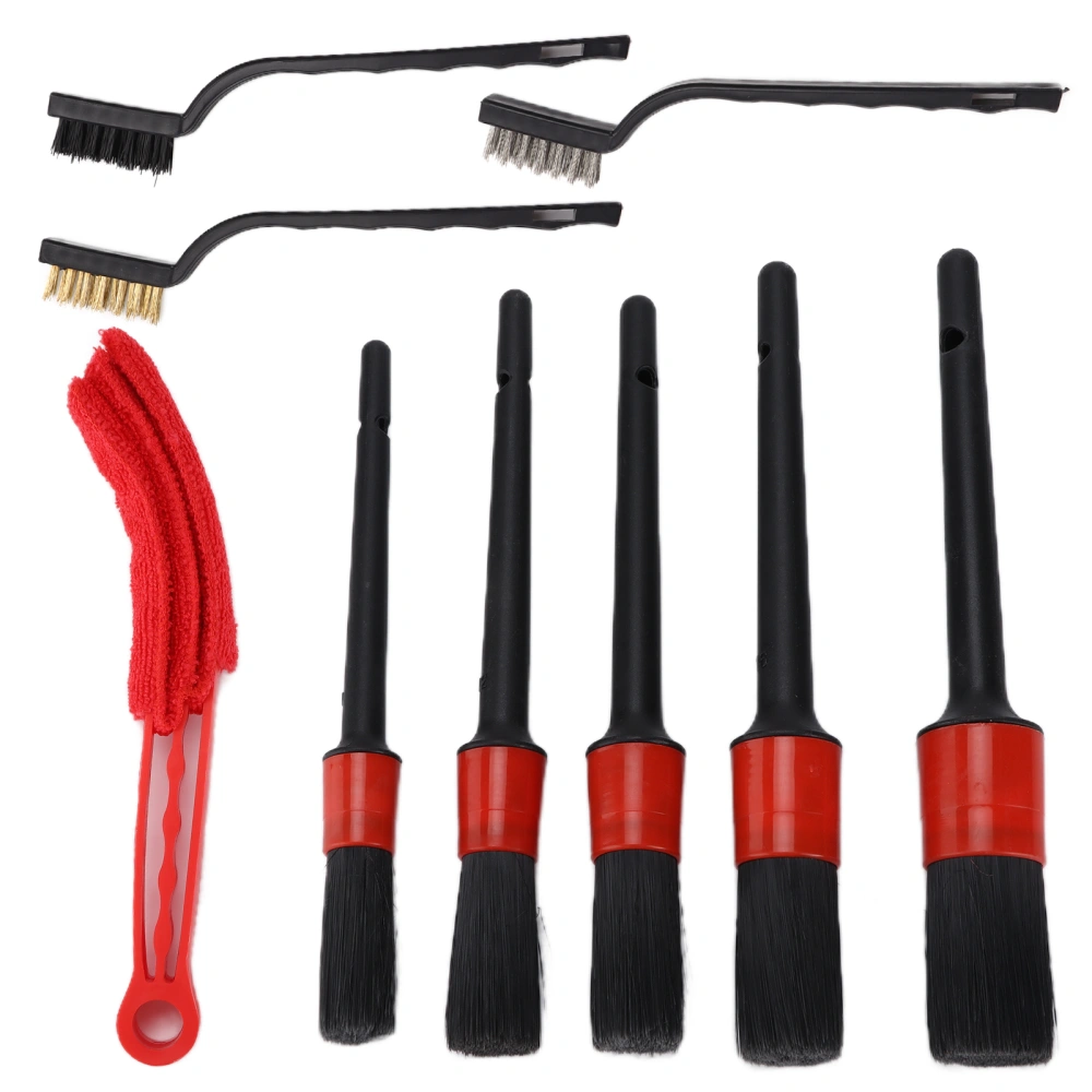 9pcs/set Detailing Dusting Brushes Dirt Dust Scrub Clean Tools for Car Wheel Interior Exterior