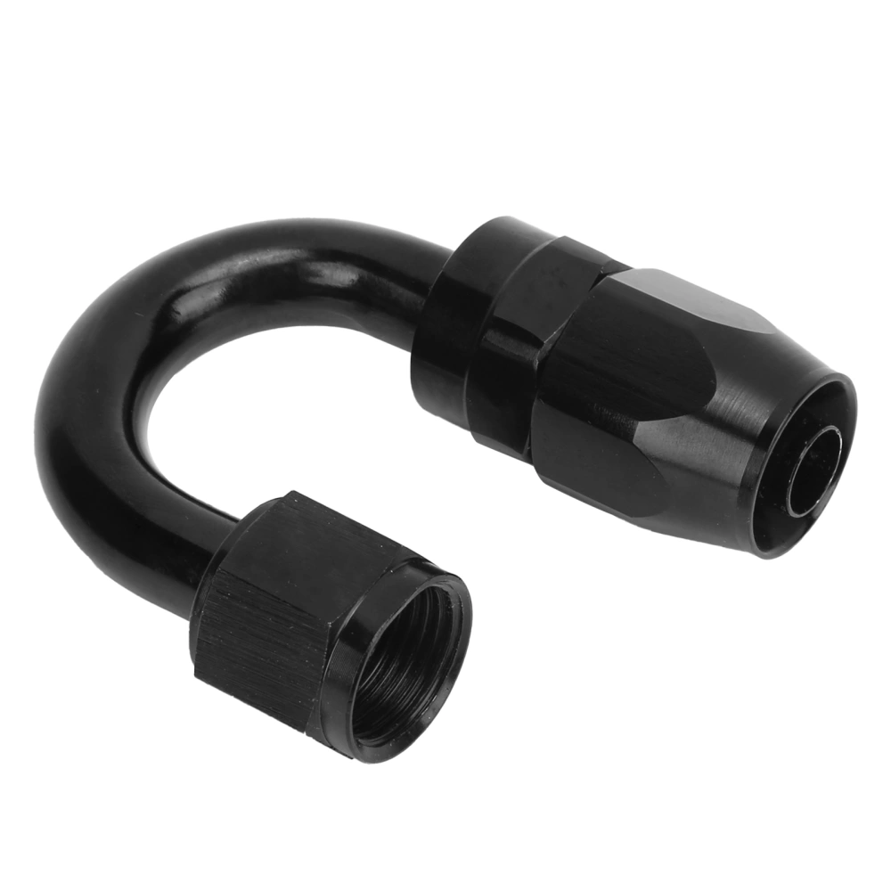 AN8 180° Hose End Fitting Leakage Proof Aluminum Alloy Adapter for Oil Fuel Line Black