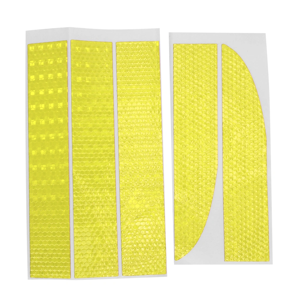 5PCS Strong Reflective Stripe Sticker High Intensity Night Visibility Universal WaterproofFluorescence Yellow