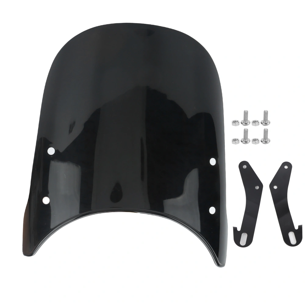 Motorcycle Wind Deflector Universal AntiCrack Scratch Resistant Fit for Triumph Bonneville 57in Round Headlights(Noir )